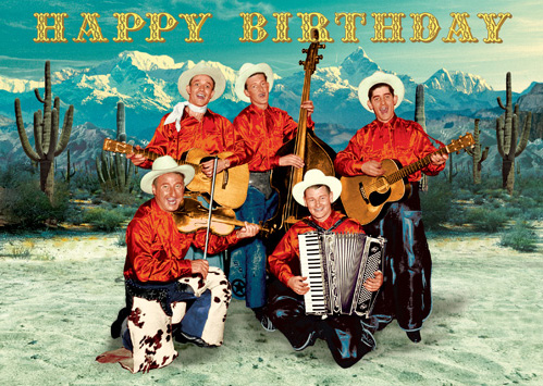 Happy Birthday Cowboy Band Greeting Card by Max Hernn